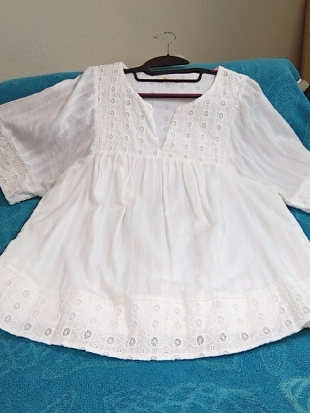 Boden White Eyelet Peasant Blouse Size 10
